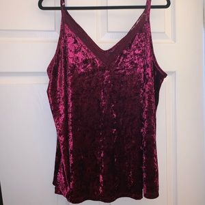 Torrid Velvet Tank with Lace Neckline